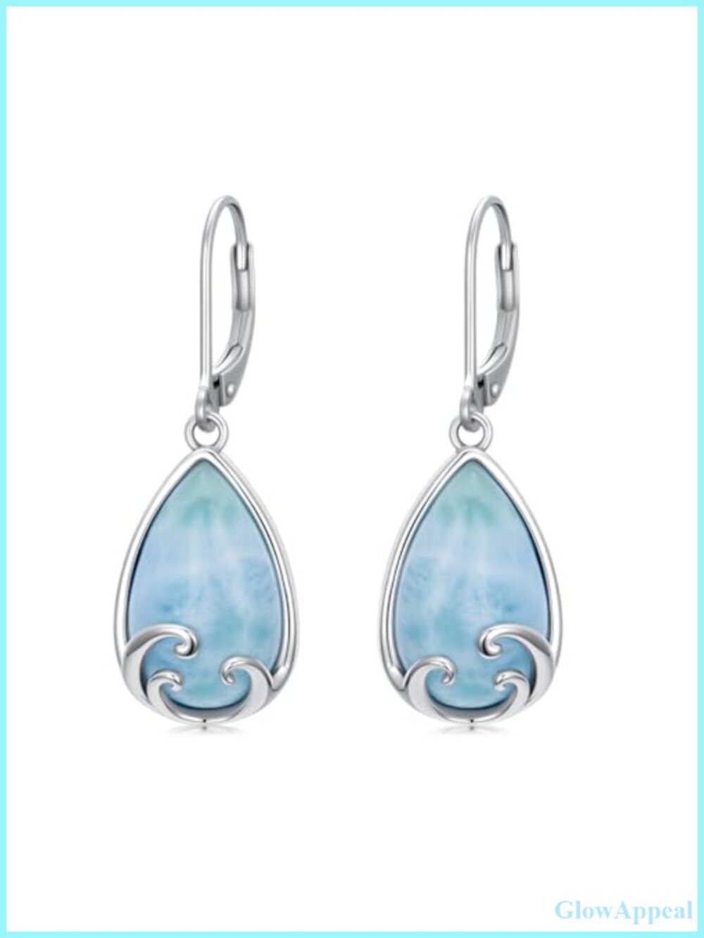 Larimar Teardrop Dangle Earrings 925 Sterling Silver Drop Earring Gift